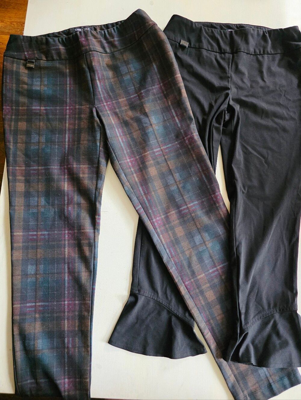 Two pairs Lisette Montreal Pants - Plaid & Black Size 12